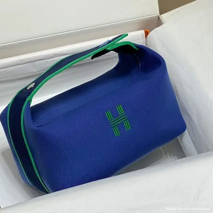 Affordable Trousse Green Blue Canvas Case Hermes Hardware Bride-A-Brac Palladium In 0211