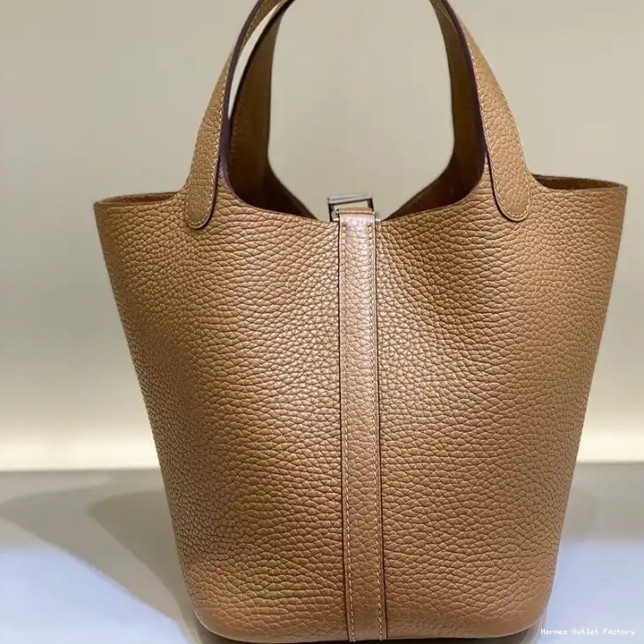 Affordable Picotin Hermes Lock Leather In Gold Taupe Clemence Hardware Bag Palladium 0218