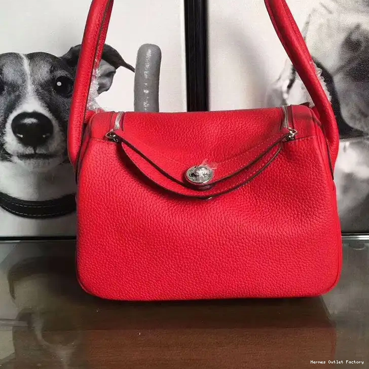 Affordable Leather Clemence Hardware Hermes In Red Palladium Lindy Bag 0210