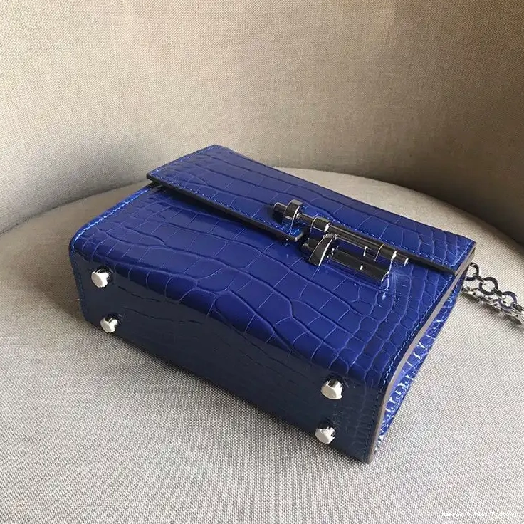 Affordable Bag Alligator Palladium Blue Chaine Mini In Hardware Leather Verrou Hermes 0208