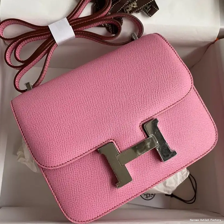 Affordable Hermes Leather Palladium Pink Epsom Bag Constance In Hardware 0211