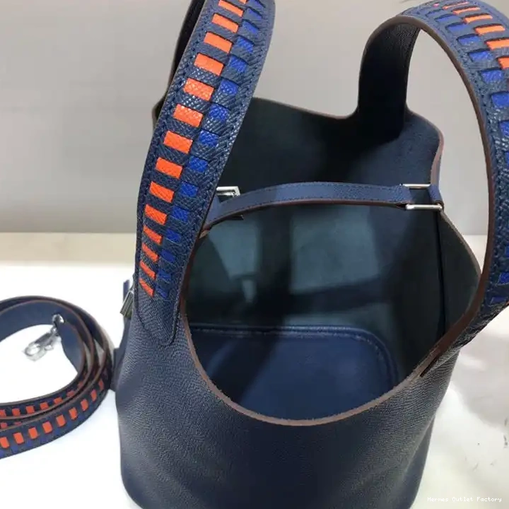 Affordable Navy Hardware Picotin Epsom Palladium Lock Leather Hermes In Blue Tressage Bag 0210