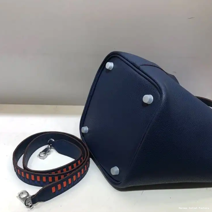 Affordable Navy Hardware Picotin Epsom Palladium Lock Leather Hermes In Blue Tressage Bag 0210