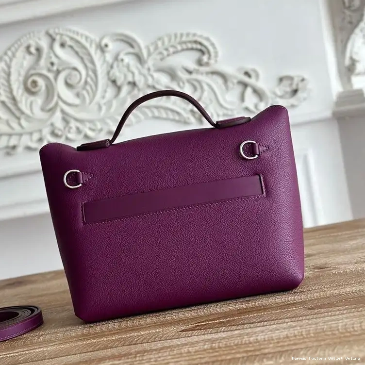 Cheap Mini Leather Hermes Swift Hardware 24 Purple Evercolor In Palladium Bag 24 0214