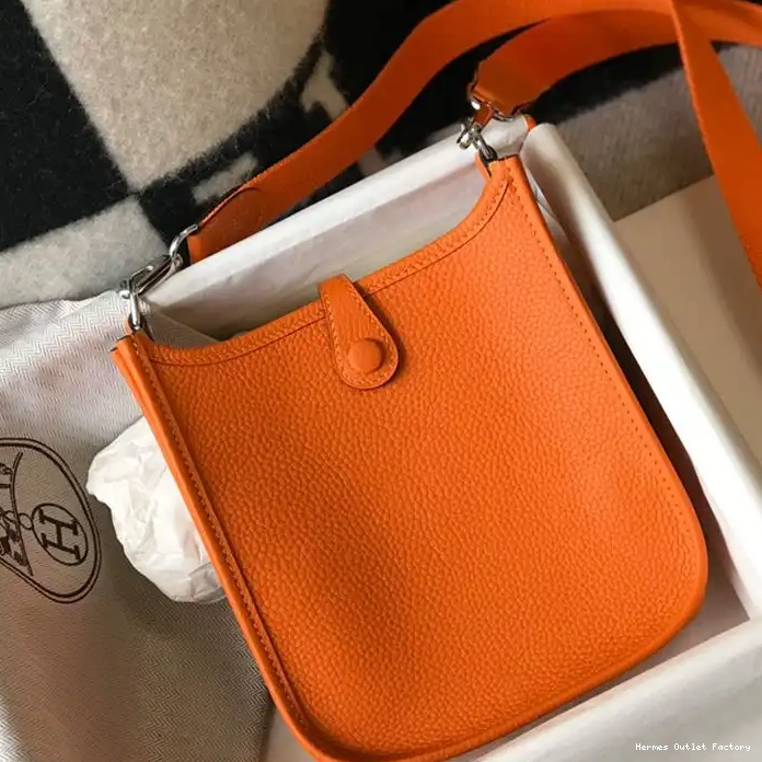 Cheap Leather Palladium Hermes Clemence Evelyne Orange Hardware Mini In Bag 0208