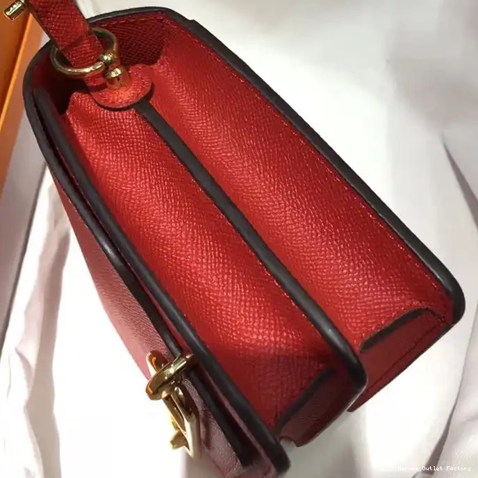 Affordable In Hardware Roulis Gold Red Bag Hermes Epsom Leather 0219