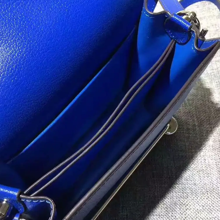 Affordable Palladium Hardware Calfskin Leather Roulis Hermes Bag Blue In 0215