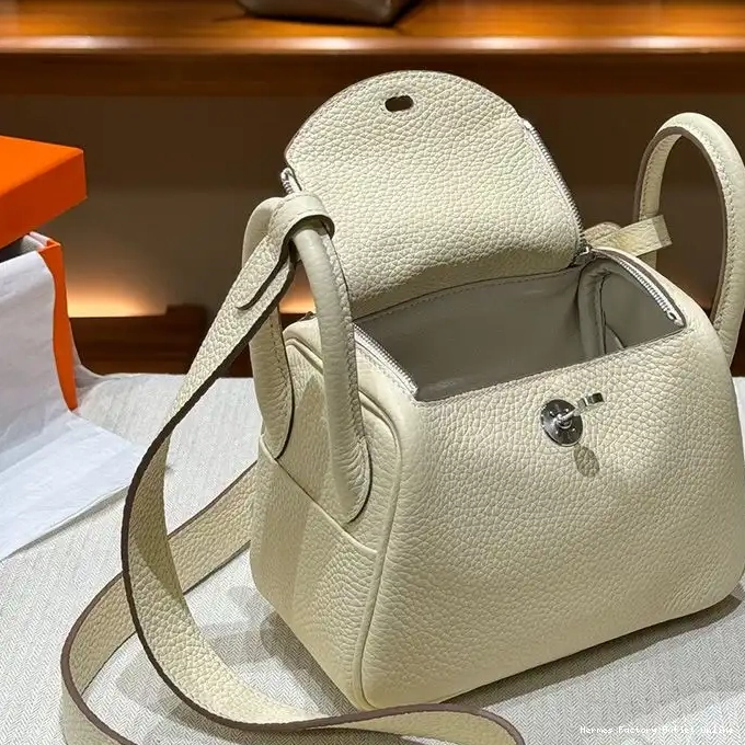 Cheap White Hermes Bag Leather Mini In Lindy Togo Palladium Hardware 0215