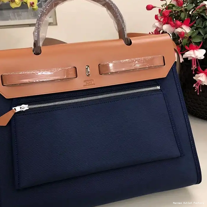 Cheap In Bag Herbag Blue Hermes Navy Brown Palladium Canvas Hardware 0320