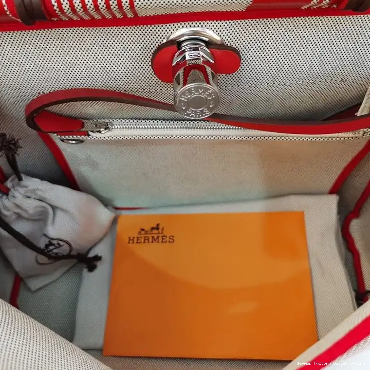 Cheap H Herbag In Red Hardware Bag Palladium Hermes Canvas 0317
