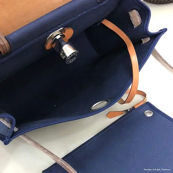 Cheap In Bag Herbag Blue Hermes Navy Brown Palladium Canvas Hardware 0320